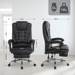 Silla de oficina Oxygen en piel sintética negra.