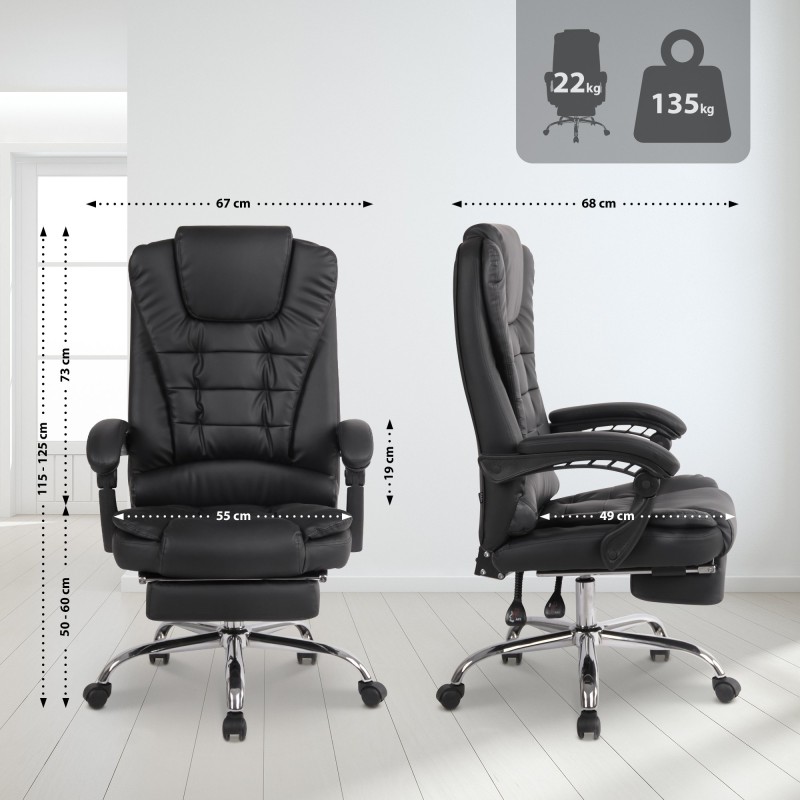 Silla de oficina Oxygen en piel sintética negra.