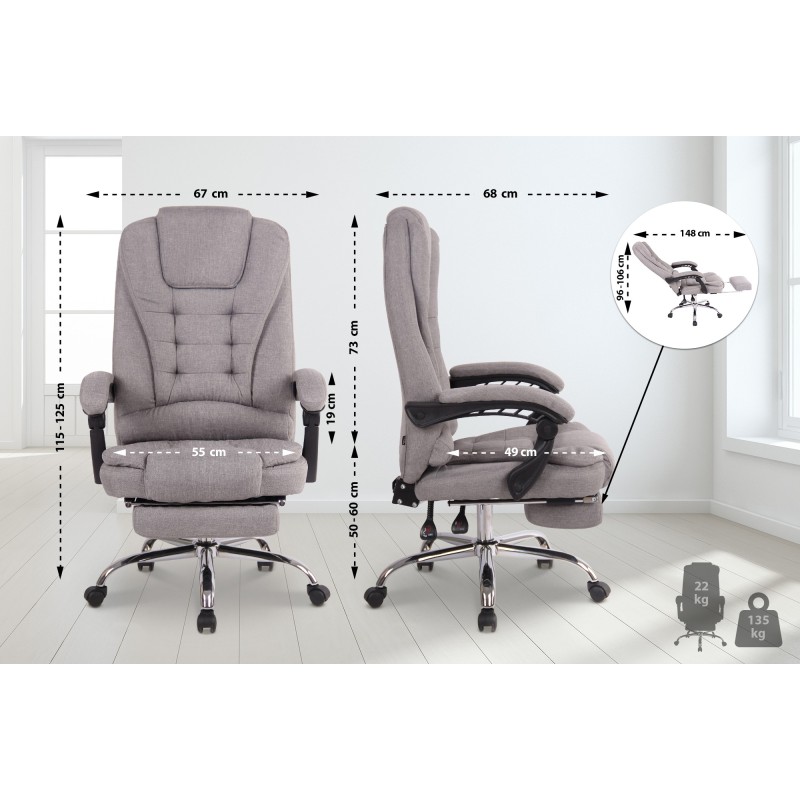 Silla de oficina Oxygen en tela gris