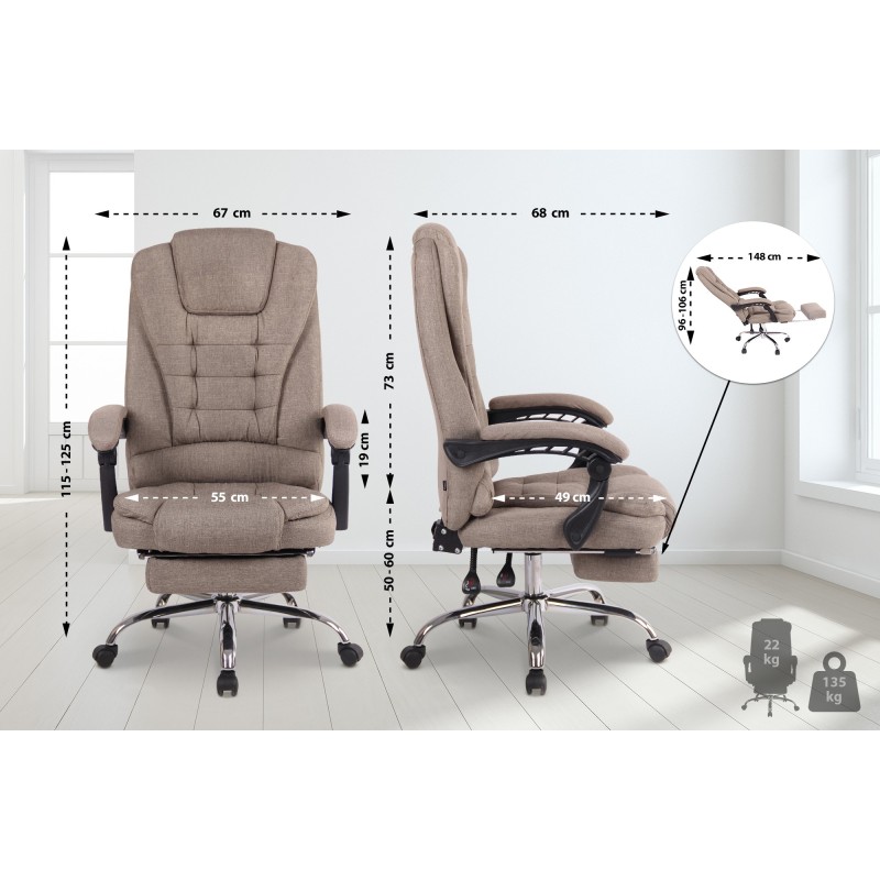 Silla de oficina Oxygen en tejido color topo