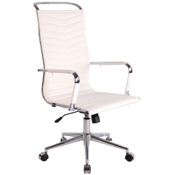 Silla de oficina Batley, polipiel blanca