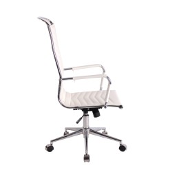 Silla de oficina Batley, polipiel blanca