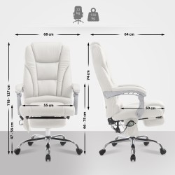 Silla de oficina Pacific con función de masaje V2 blanca
