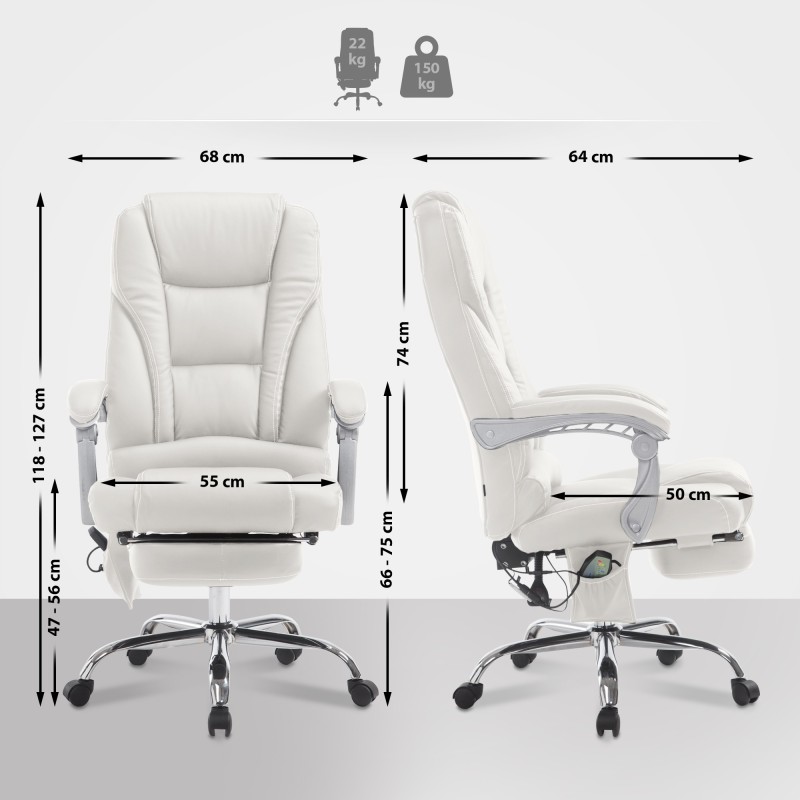 Silla de oficina Pacific con función de masaje V2 blanca