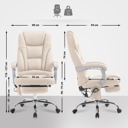 Silla de oficina Pacific con función de masaje V2 crema