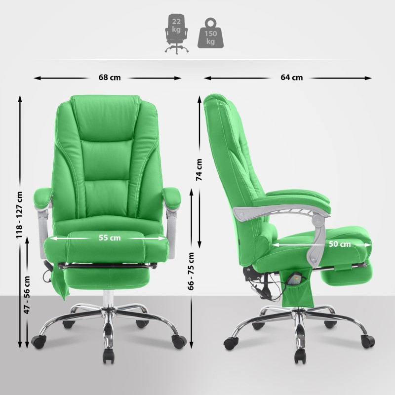 Silla de oficina Pacific con función de masaje V2 verde