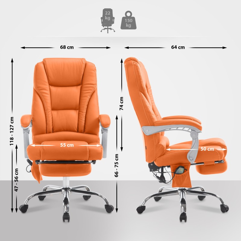 Silla de oficina Pacific con función de masaje V2 naranja