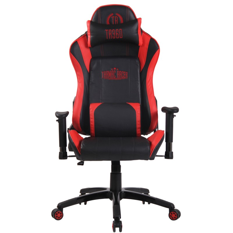 Silla de oficina Shift X2 Racing en piel sintética sin reposapiés, color negro y rojo