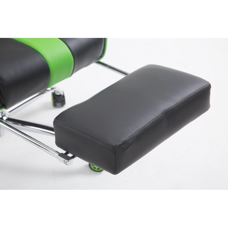 Silla de oficina Racing Limit V2 de piel sintética con reposapiés, color negro y verde