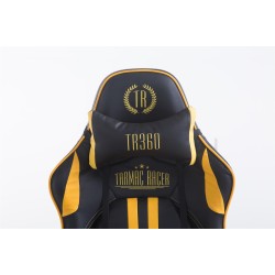 Silla de oficina Racing Limit V2 de piel sintética con reposapiés, color negro y amarillo