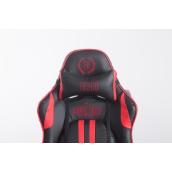 Silla de oficina Racing Limit V2 de piel sintética con reposapiés, color negro y rojo