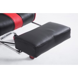 Silla de oficina Racing Limit V2 de piel sintética con reposapiés, color negro y rojo