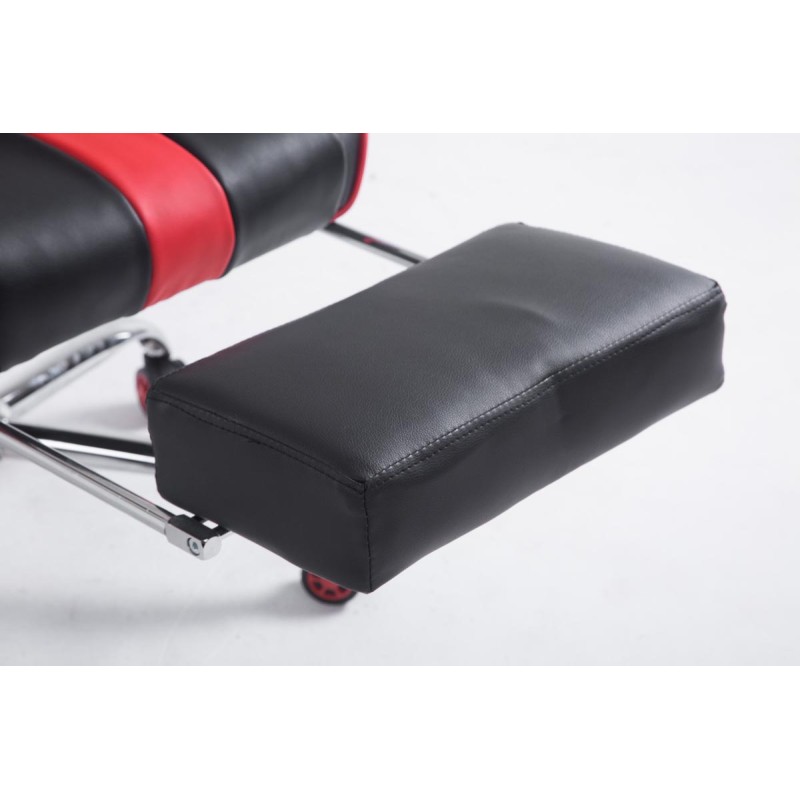 Silla de oficina Racing Limit V2 de piel sintética con reposapiés, color negro y rojo