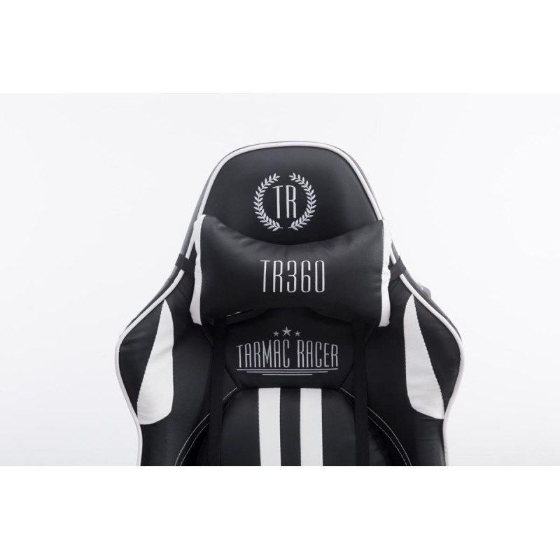 Silla de oficina Racing Limit V2 en piel sintética con reposapiés en negro y blanco