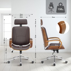 Silla de oficina Dayton nogal/marrón