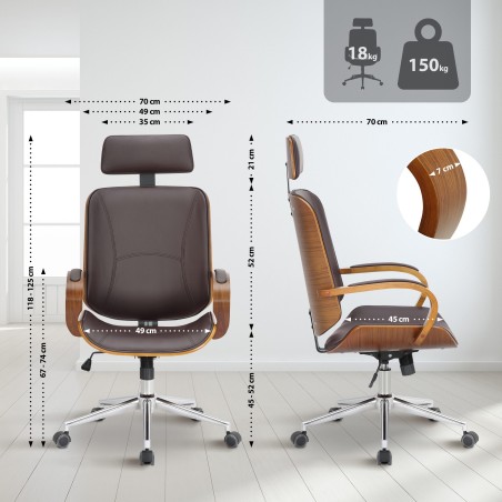 Silla de oficina Dayton nogal/marrón