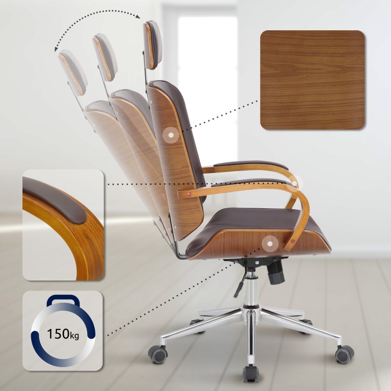 Silla de oficina Dayton nogal/marrón