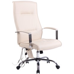 Silla de oficina Portland, piel sintética con función de masaje, color crema