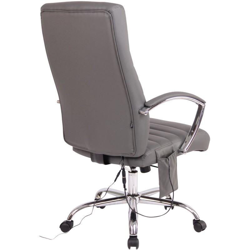 Silla de oficina Valais en piel sintética con función de masaje, gris