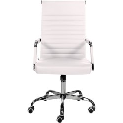 Silla de oficina Amadora, polipiel blanca