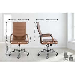 Sillón de oficina Amadora, polipiel marrón claro