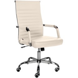 Silla de oficina Amadora, polipiel color crema
