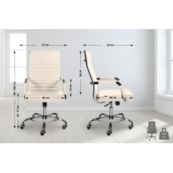 Silla de oficina Amadora, polipiel color crema