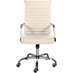 Silla de oficina Amadora, polipiel color crema