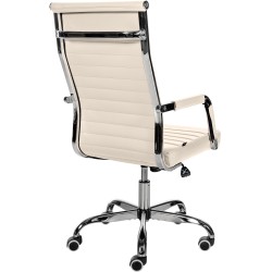 Silla de oficina Amadora, polipiel color crema