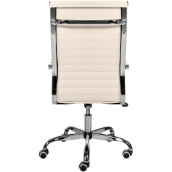 Silla de oficina Amadora, polipiel color crema
