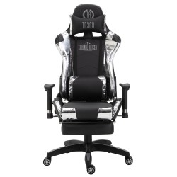 Silla de oficina Turbo Racing con reposapiés negro brillante/blanco