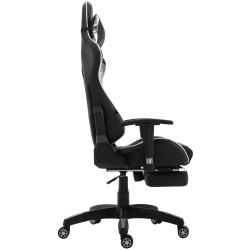 Silla de oficina Turbo Racing con reposapiés negro brillante/blanco
