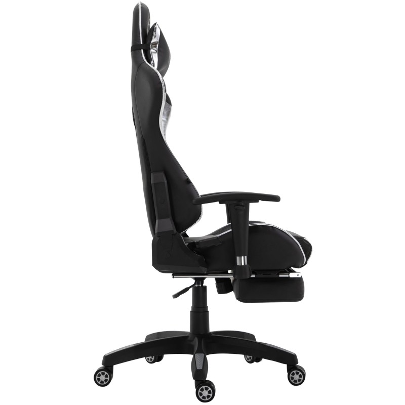 Silla de oficina Turbo Racing con reposapiés negro brillante/blanco
