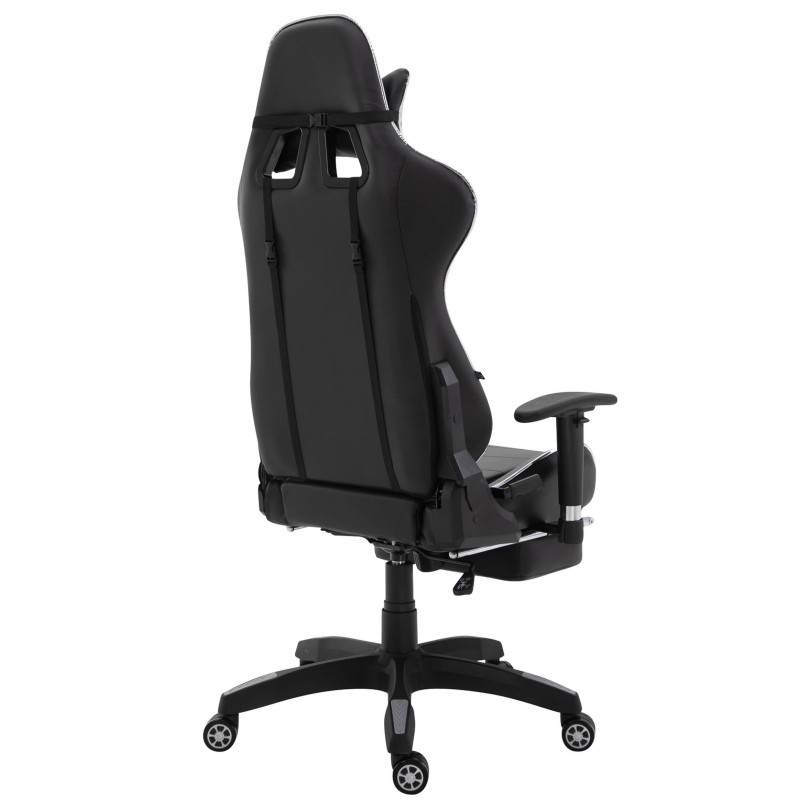 Silla de oficina Turbo Racing con reposapiés negro brillante/blanco