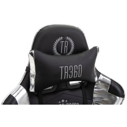 Silla de oficina Turbo Racing con reposapiés negro brillante/blanco