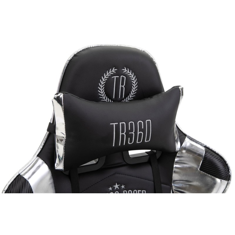 Silla de oficina Turbo Racing con reposapiés negro brillante/blanco