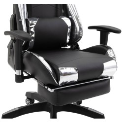 Silla de oficina Turbo Racing con reposapiés negro brillante/blanco