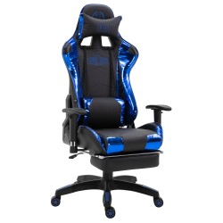 Silla de oficina Turbo Racing con reposapiés negro brillante/azul