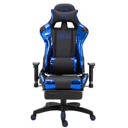 Silla de oficina Turbo Racing con reposapiés negro brillante/azul