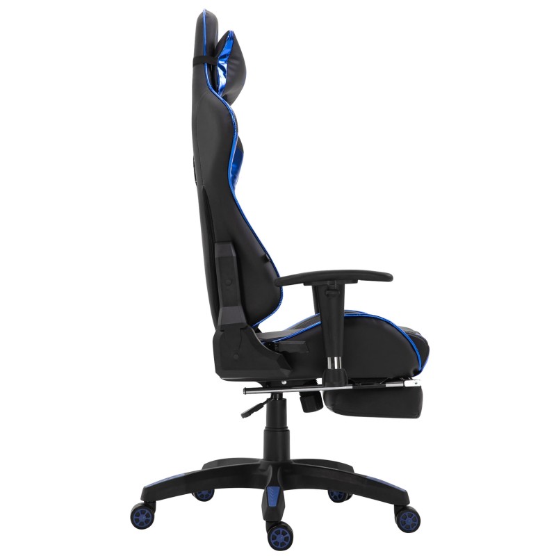 Silla de oficina Turbo Racing con reposapiés negro brillante/azul