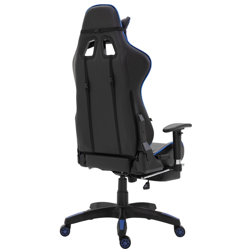 Silla de oficina Turbo Racing con reposapiés negro brillante/azul