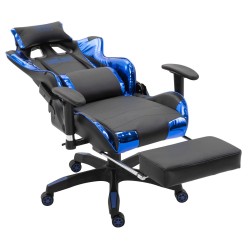Silla de oficina Turbo Racing con reposapiés negro brillante/azul