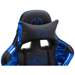 Silla de oficina Turbo Racing con reposapiés negro brillante/azul