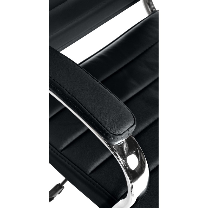 Silla de oficina Mollis en piel auténtica negra