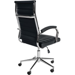 Silla de oficina Mollis en piel auténtica negra