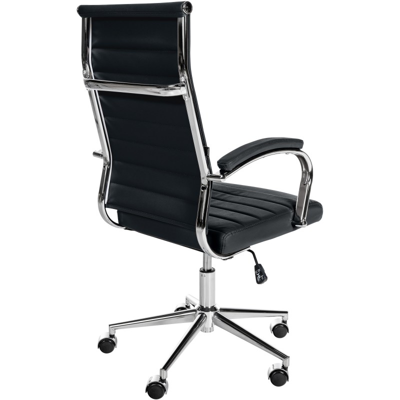 Silla de oficina Mollis en piel auténtica negra