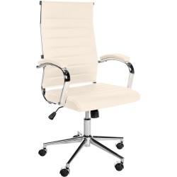 Silla de oficina Mollis en piel auténtica color crema