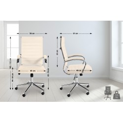Silla de oficina Mollis en piel auténtica color crema