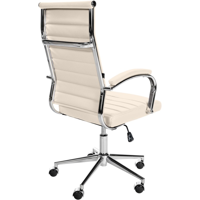 Silla de oficina Mollis en piel auténtica color crema