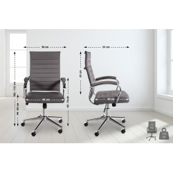 Silla de oficina Mollis en piel auténtica gris